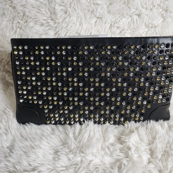 SOLD. Christian Louboutin Loubiposh Multi Color Studded Clutch Bag - Picture 2 of 8
